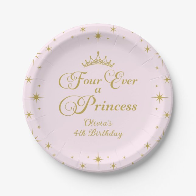 Plato De Papel Por Siempre una Princesa Cumpleaños 4 Princesa de  (Anverso)