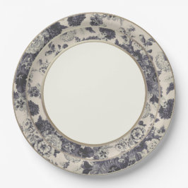 Plato De Papel Porcelana de hueso fina floral descolorada de