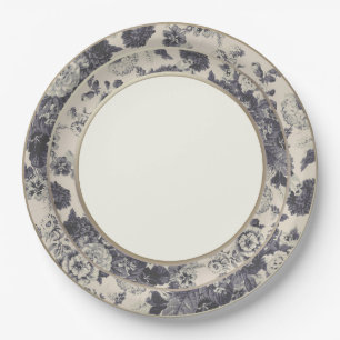 Plato De Papel Porcelana de hueso fina floral descolorada de