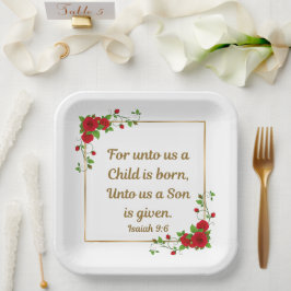 Plato De Papel “Porque Unto Nosotros Nos Nace Un Niño” Isaías 9:6
