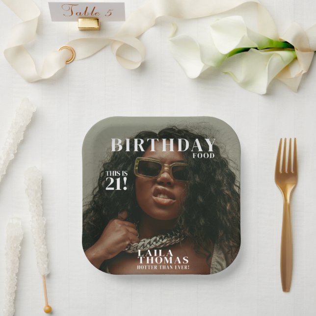 Plato De Papel Portada de la revista personalizado Photo Birthday (Boda)