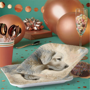 Plato De Papel Portato de pintura endémica de un recuperador de o