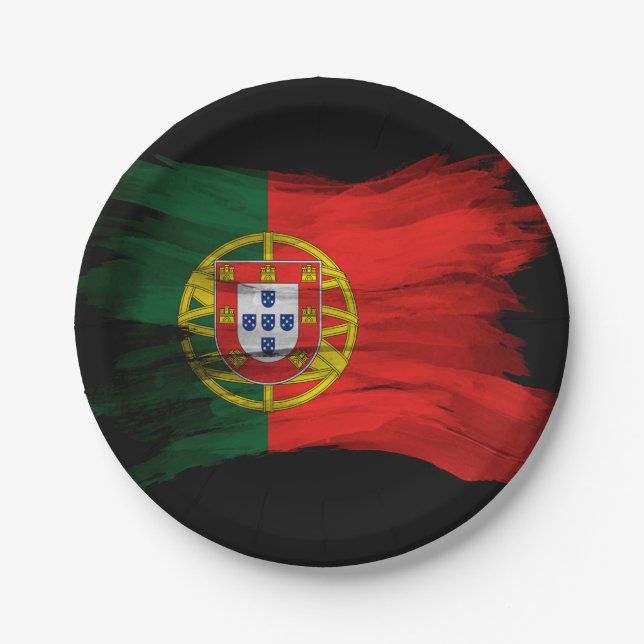 Plato De Papel Portugal flag brush stroke, national flag (Anverso)