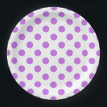 Plato De Papel Pos de Lilac y de polka blanca<br><div class="desc">Pos de Lilac y de polka blanca</div>