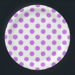 Plato De Papel Pos de Lilac y de polka blanca<br><div class="desc">Pos de Lilac y de polka blanca</div>