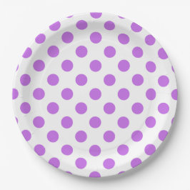 Plato De Papel Pos de Lilac y de polka blanca