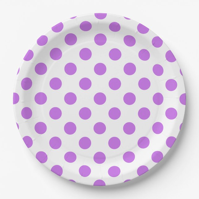Plato De Papel Pos de Lilac y de polka blanca (Anverso)