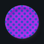 Plato De Papel Pos de polka azul sobre morado<br><div class="desc">Pos de polka azul sobre morado</div>