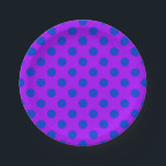 Plato De Papel Pos de polka azul sobre morado<br><div class="desc">Pos de polka azul sobre morado</div>