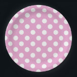 Plato De Papel Pos de polka blanca en rosa pálido<br><div class="desc">Pos de polka blanca en rosa pálido</div>
