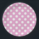 Plato De Papel Pos de polka blanca en rosa pálido<br><div class="desc">Pos de polka blanca en rosa pálido</div>
