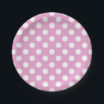 Plato De Papel Pos de polka blanca en rosa pálido<br><div class="desc">Pos de polka blanca en rosa pálido</div>