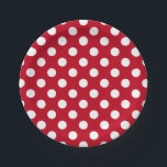 Plato De Papel Pos de polka blanca sobre rojo<br><div class="desc">Pos de polka blanca sobre rojo</div>