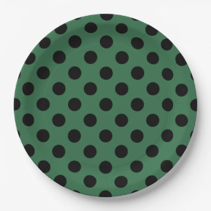 Plato De Papel Pos de polka negra en verde gelatina