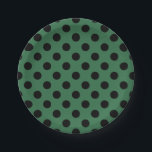 Plato De Papel Pos de polka negra en verde gelatina<br><div class="desc">Pos de polka negra en verde gelatina</div>