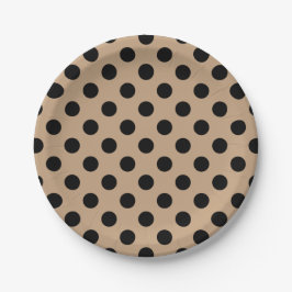 Plato De Papel Pos de polka negro en beige