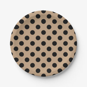 Plato De Papel Pos de polka negro en beige
