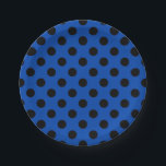 Plato De Papel Pos de polka negro sobre azul real<br><div class="desc">Pos de polka negro sobre azul real</div>