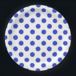 Plato De Papel Pos reales de polka azul<br><div class="desc">Paquetes reales de polka azul sobre fondo blanco</div>