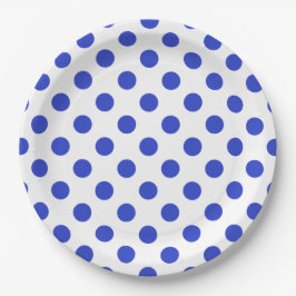 Plato De Papel Pos reales de polka azul