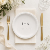 Posavasos de papel con monograma para boda minimal