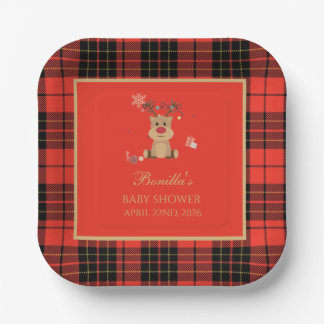Plato De Papel Posavasos de papel para baby shower vintage rojo o