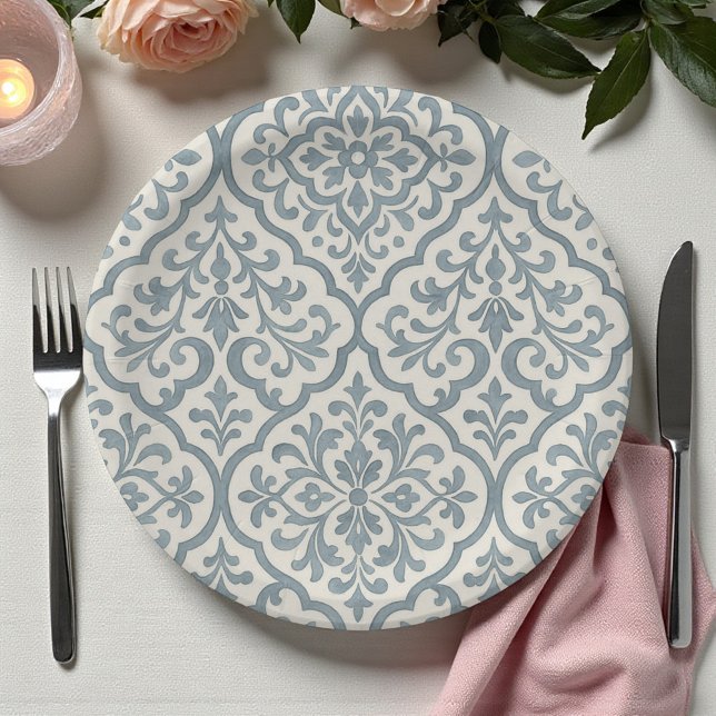 Plato De Papel Positano azul y amarillo árabe marroquí (Subido por el creador)