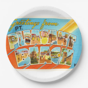 Plato De Papel Postal agradable del vintage de New Jersey NJ de