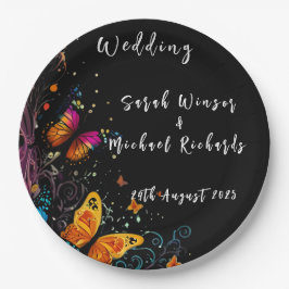 Plato De Papel Postal de Jardín de Mariposa Whimical