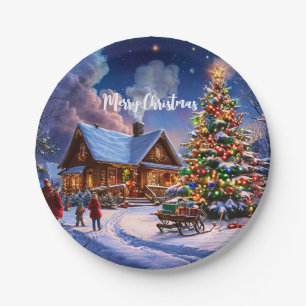 Plato De Papel postal de navidades