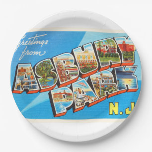 Plato De Papel Postal del viaje del vintage de New Jersey NJ del