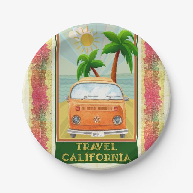 Plato De Papel Poster: Placa de papel de California Travel (Anverso)