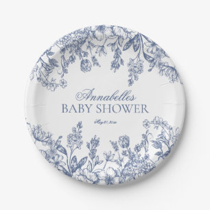 Plato De Papel Postre de Baby Shower Floral Vintag Chinoiserie Az