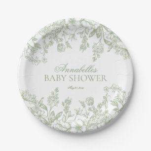 Plato De Papel Postre de Baby Shower Floral Vintag Chinoiserie Sa