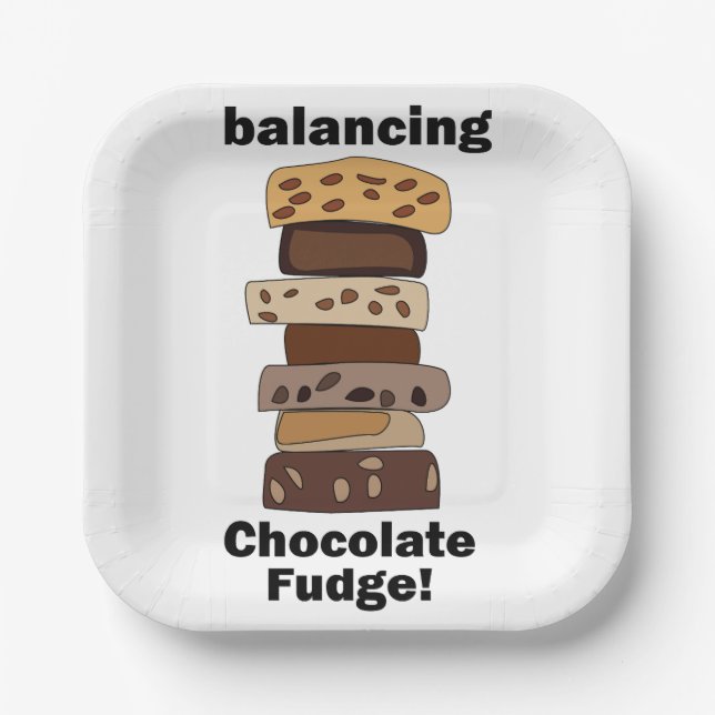 Plato De Papel Postre de chocolate con nueces equilibrando fiesta (Anverso)