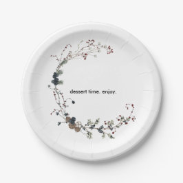 Plato De Papel postre de Winterberry Rustic Boho Wildflower Garde