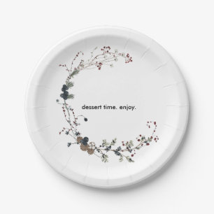 Plato De Papel postre de Winterberry Rustic Boho Wildflower Garde