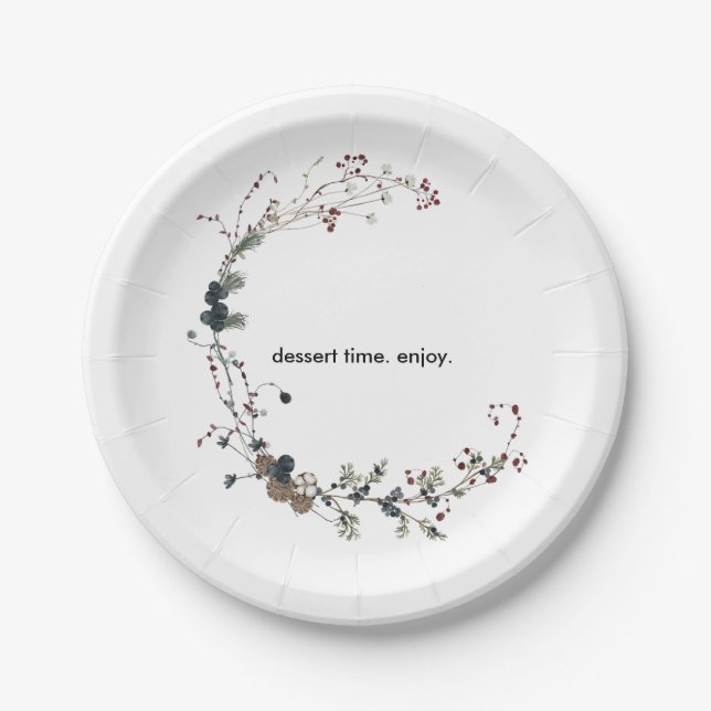 Plato De Papel postre de Winterberry Rustic Boho Wildflower Garde (Anverso)