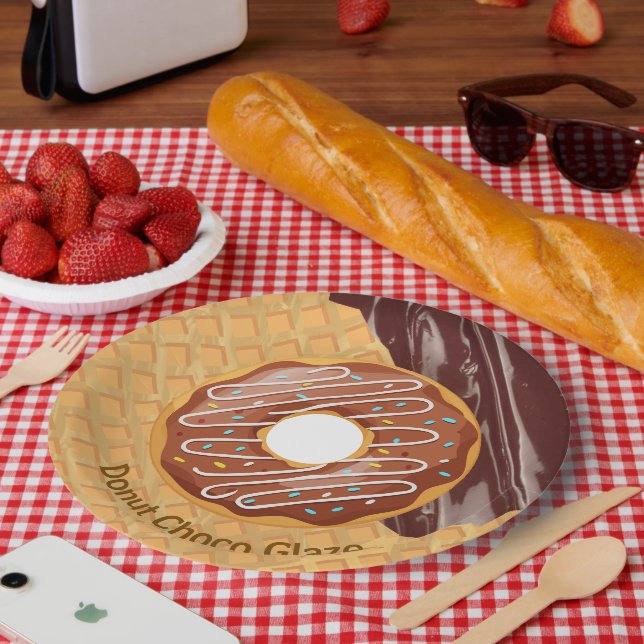 Plato De Papel Postre, Donut Glaseado de Chocolate, Chocolate Der (Picnic)