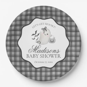 Plato De Papel Postre para Baby Shower del Fantasmita de Cuadros 