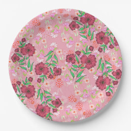 Plato De Papel Prato de Papel Flores e joaninhas