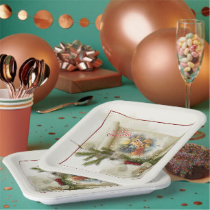 Plato De Papel Precioso collage de la natividad personalizado par