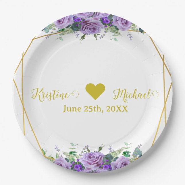 Plato De Papel Precioso viñedo de Lavender | Foto Gracias (Anverso)