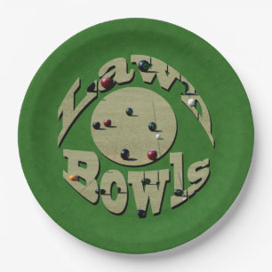 Plato De Papel Precisión clásica: logotipo de bowling en césped c