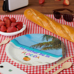 Plato De Papel Prefiero estar en (Sunny) Florida,