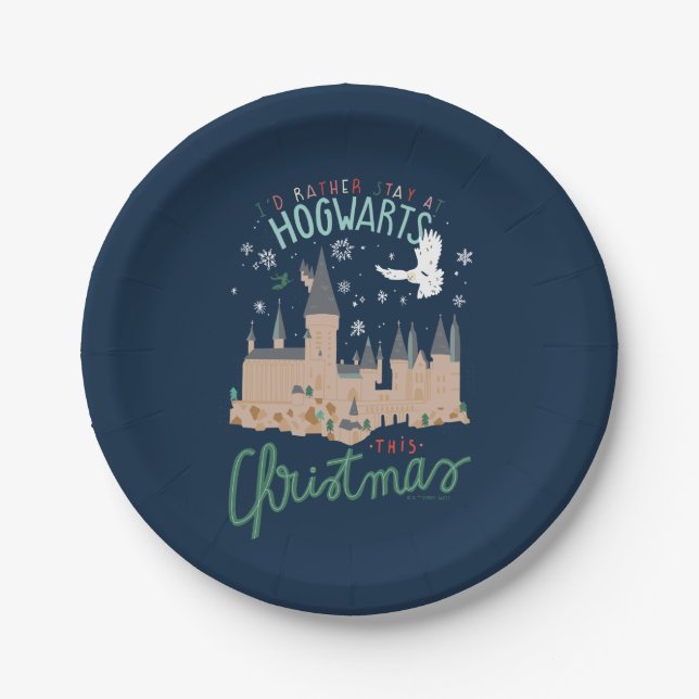 Plato De Papel Prefiero quedarme en Hogwarts, estos Navidades (Anverso)