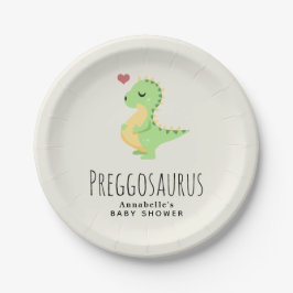Plato De Papel Preggosauro Cute Dinosaur Baby Shower
