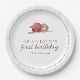 Plato De Papel Preppy Baseball First Birthday Elegant Party