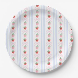 Plato De Papel Preppy Berry First Birthday Watercolor Strawberrie