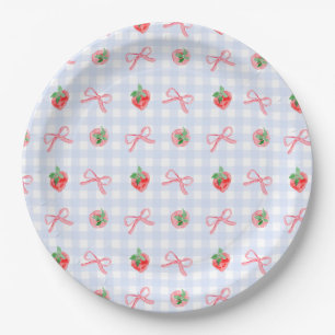 Plato De Papel Preppy Berry First Birthday Watercolor Strawberrie